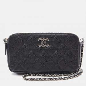 Pre Owned Chanel Matelasse Black Leather Shoulder Bag