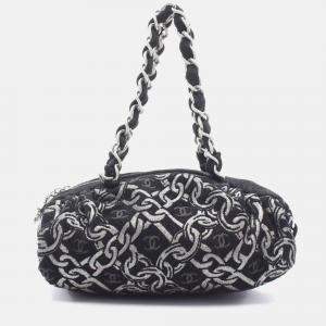 Pre Owned Chanel Coco Mark Black Fabric Handbag