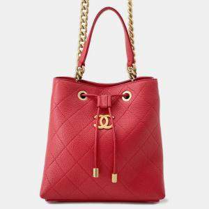 مملوكة مسبقًا Chanel Drawstring 2Wayshoulder Bag Red Caviar Leather