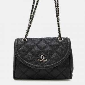 Pre Owned Chanel Wild Stitch Chainbag Black Caviar Leather
