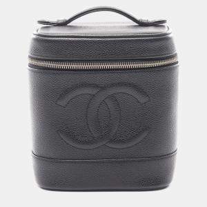 Pre Owned Chanel Coco Mark Vanity Black  Leather Grained Calfskin Handbag GHW