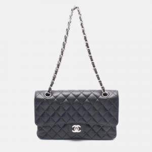 Pre Owned Chanel Matelasse Black Calfskin SHW Double Flap Chain Shoulder Bag
