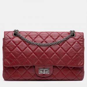 Pre Owned Chanel Red Reissue 2.55 Aged Calfskin Double Flap 227