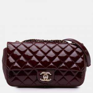 Pre Owned Chanel Burgundy Paris-Salzburg Medium Patent Goatskin CC Eyelet Flap