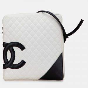 Pre Owned Chanel Black White Maxi Lambskin Cambon Ligne Crossbody