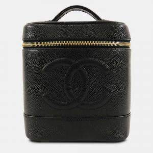 Pre Owned Chanel Black CC Caviar Vanity Case