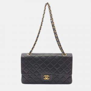 Pre Owned Chanel Black Medium Classic Lambskin Double Flap
