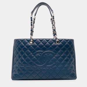Pre Owned Chanel Blue Caviar Grand Shopping Tote XL