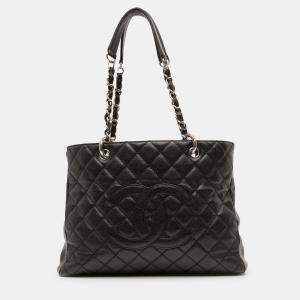 Pre Owned Chanel Black Caviar Grand Shopping Tote