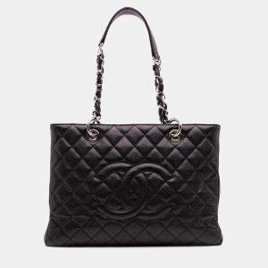 Pre Owned Chanel Black Caviar Grand Shopping Tote
