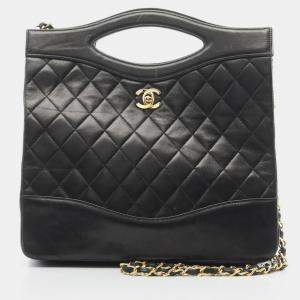Pre Owned Chanel 31 Black Lambskin Leather Shoulder Bag