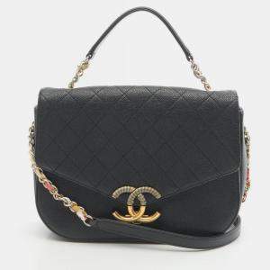 Pre Owned Chanel Matelasse Black Calfskin Leather Shoulder Bag