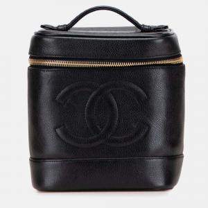 Pre Owned Chanel Black CC Caviar Vanity Case