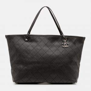 Pre Owned Chanel Black XL Quilted Caviar Shopping Fever Tote