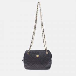 Pre Owned Chanel Matelassé Coco CC Black Calfskin Crossbody Chain Shoulder Bag GHW