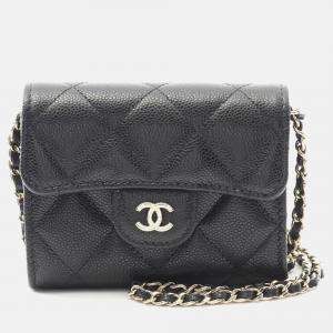 Pre Owned Chanel Matelasse Black Calfskin Ghw Crossbody Chain Shoulder Bag GHW
