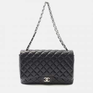Pre Owned Chanel Jumbo Matelasse 34 Chain Shoulder Bag Lambskin Black