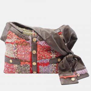 Pre Owned Chanel Multicolor Large Tweed and Lambskin Girl Bag