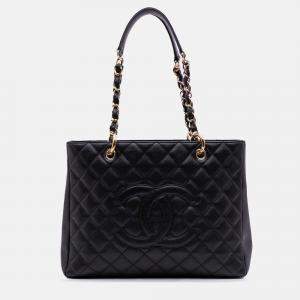 Pre Owned Chanel Black Caviar Grand Shopping Tote