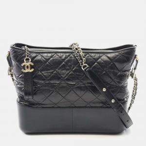 Pre Owned Chanel Gabrielle Large Black Leather Hobo Bag