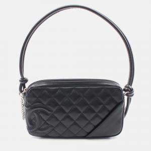 Pre Owned Chanel Cambon Ligne Black Lambskin Leather Shoulder Bag