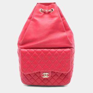 Pre Owned Chanel Cruise Line Red Lambskin Leather Backpack