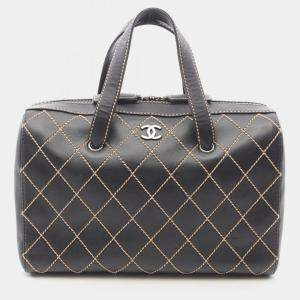 Pre Owned Chanel Black Suede Shoulder Bag