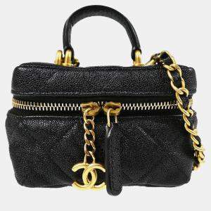 Pre Owned Chanel Black Calfskin 2way Handbag Pouch