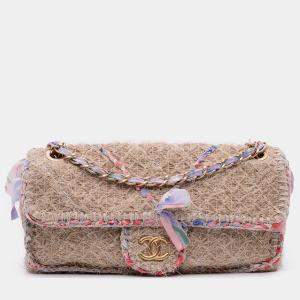 Chanel Brown CC Straw Country Flap