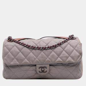 Chanel Grey Jumbo Iridescent Calfskin In The Mix Flap