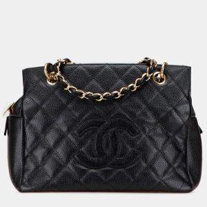 Pre Owned Chanel Black Petite Caviar Timeless Tote