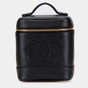 Pre Owned Chanel Black CC Caviar Vanity Case