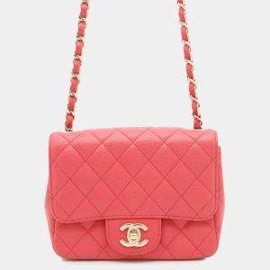 Pre Owned Chanel Matelassé Pink Caviar Leather Chain Shoulder Bag