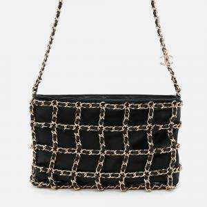 Pre Owned Chanel CC Chain Black Lambskin Shoulder Bag