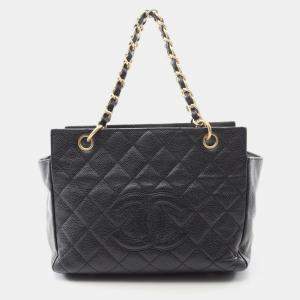 Pre Owned Chanel Matelasse Chain Handbag Calfskin Black Ghw coco Cc