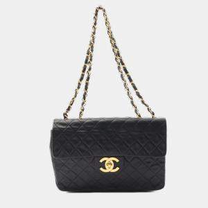 Pre Owned Chanel Jumbo Matelasse 34 Chain Shoulder Bag Lambskin Black