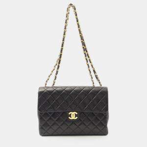 Pre Owned Chanel Jumbo Matelasse 30 Single Flap Chain Shoulder Bag Lambskin