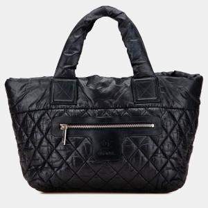 Pre Owned Chanel Black Small Quilted Nylon Coco Cocoon Tote