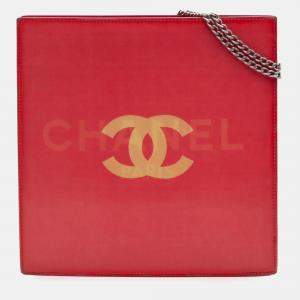 Pre Owned Chanel Red Vinyl Hologram CC Shoulder Bag