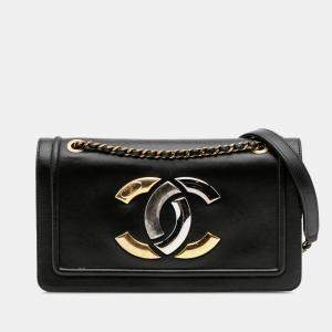 Pre Owned Chanel Black Lambskin CC Antico Flap Bag