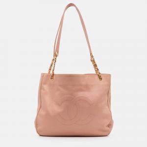 Pre Owned Chanel Pink CC Caviar Chain Tote