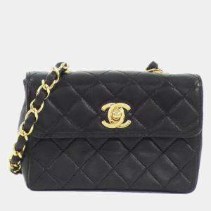 Pre Owned Chanel Black Leather Shoulder Bag
