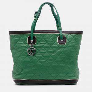 Pre Owned Chanel Green Large Quilted Lambskin Country Club Tote