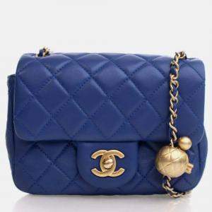 Pre Owned Chanel Mini Lambskin Square Pearl Crush Flap Bag