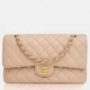 Pre Owned Chanel Classic Double Flap Medium Caviar Leather Shoulder Bag