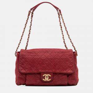 Pre Owned Chanel Red Large Aged Calfskin Chic Quilt Flap