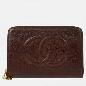 Pre Owned Chanel CC Small Brown Calfskin Wallet 
