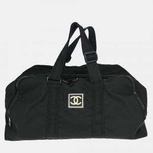 Pre Owned Chanel Sport Line Black Jacquard Nylon Handbag