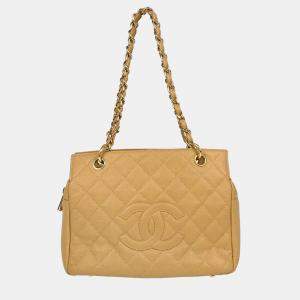 Pre Owned Chanel Petite Timeless Beige Leather Tote Bag