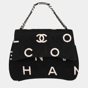 Pre Owned Chanel Black Canvas Chain Handbag